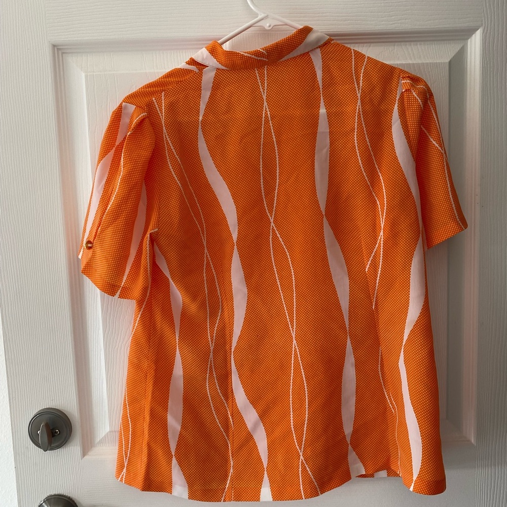 Orange and White Button-Up Blouse - Picture 2 of 3